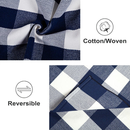 Light Blue Buffalo Plaid Cotton Door Mat, 24x35