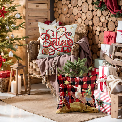 Navy Velvet Christmas Pillow Covers, Set of 4