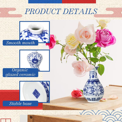 Mini Blue and White Chinoiserie Vases, Set of 12