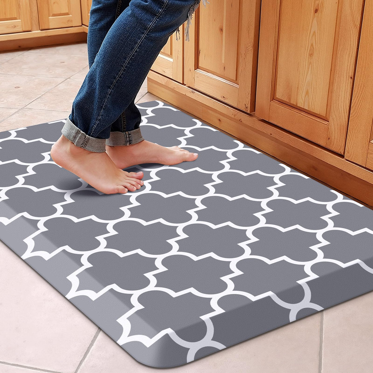 Blue Cushioned Anti-Fatigue Kitchen Mat