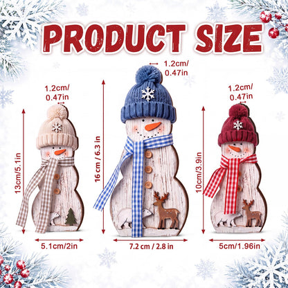 Chinoiserie Wooden Snowmen, Set of 3