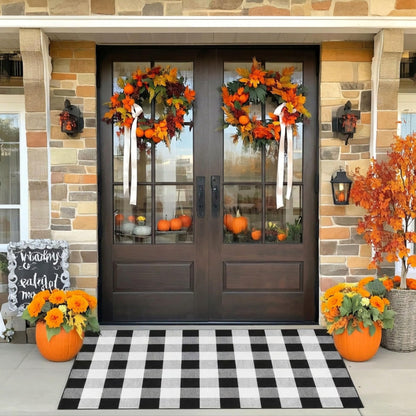 Blue Buffalo Plaid Outdoor Rug, 27.5x43