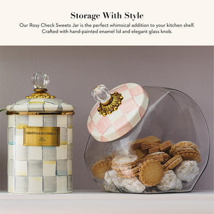 MacKenzie-Childs Glass Sweets Jar, Royal Check