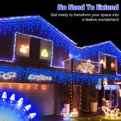 Blue and Cool White Icicle Lights, 164 ft