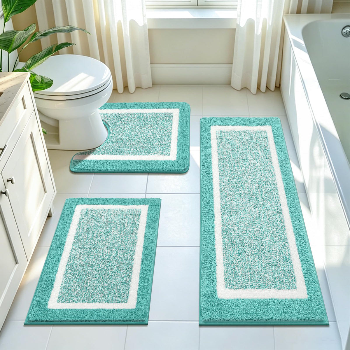 Shaggy Microfiber Bath Rug Set, 3 Piece