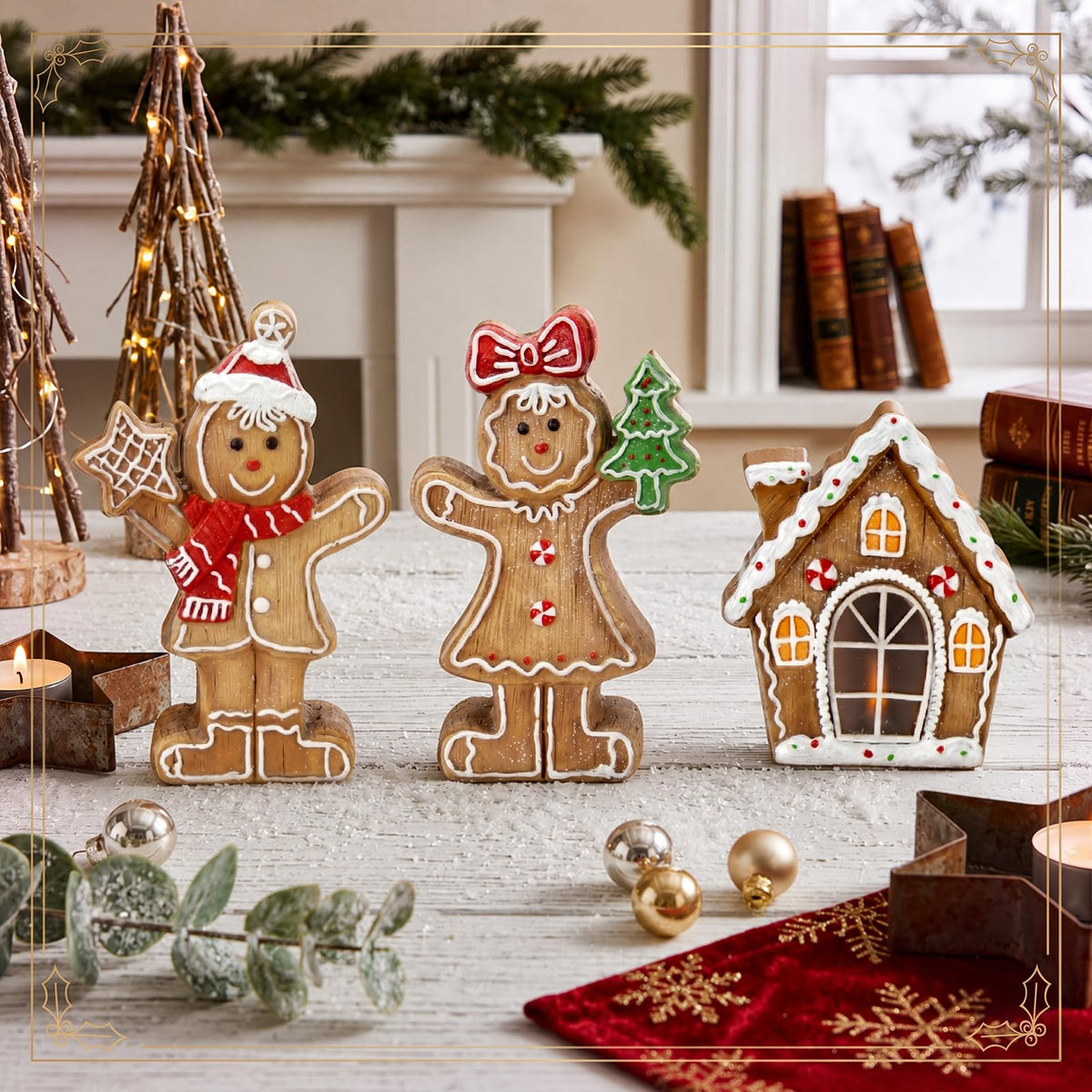 Chinoiserie Wooden Snowmen, Set of 3