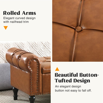 Navy Velvet Tufted Storage Bench