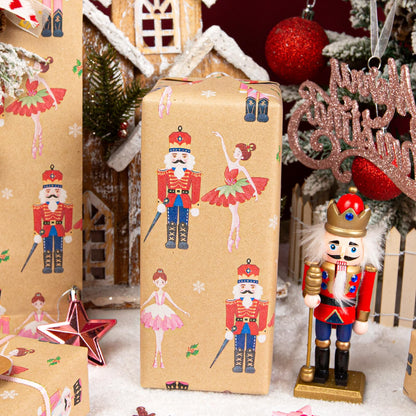 Blue Nutcracker Christmas Wrapping Paper, 32.8 Ft