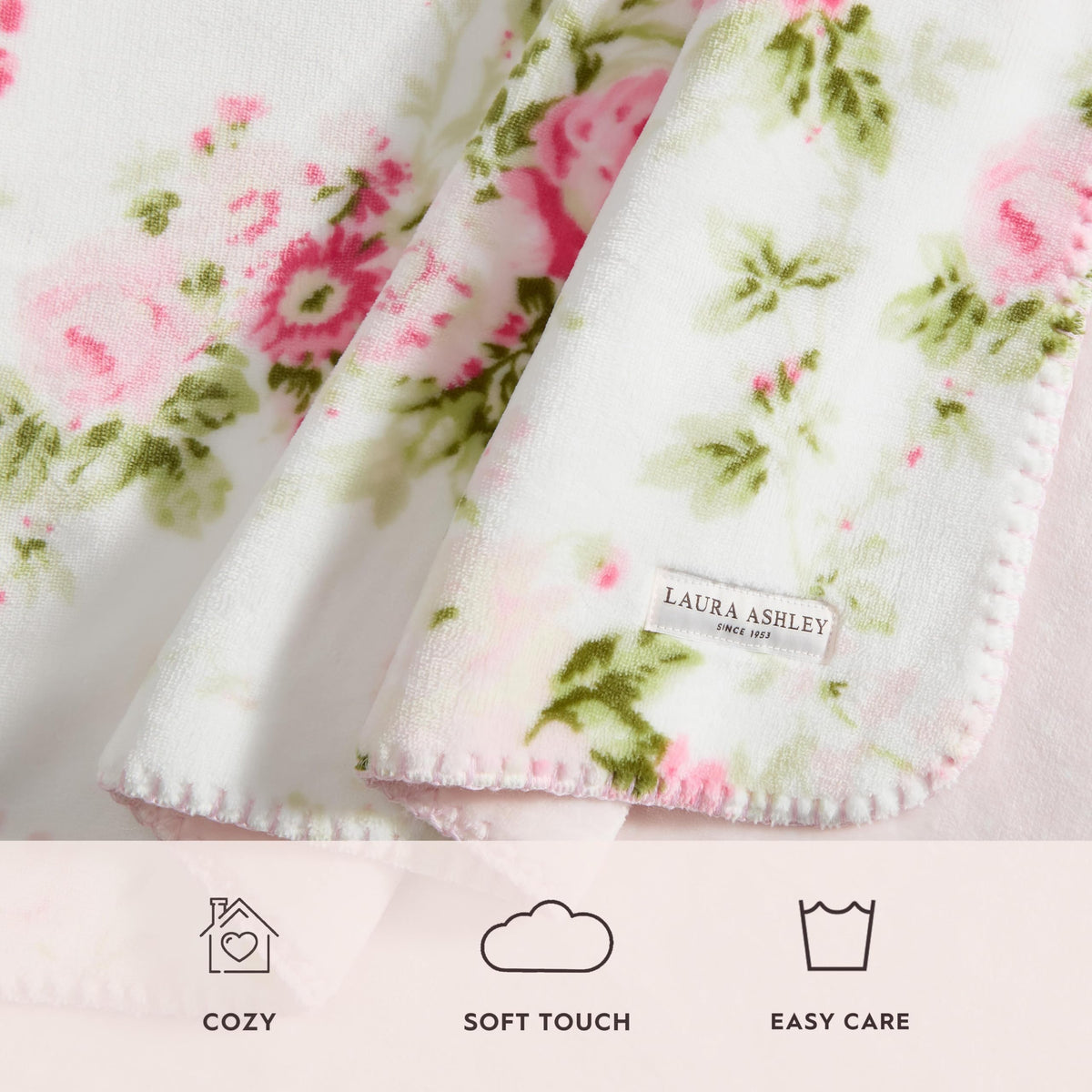 Laura Ashley Reversible Plush Throw, 50x70