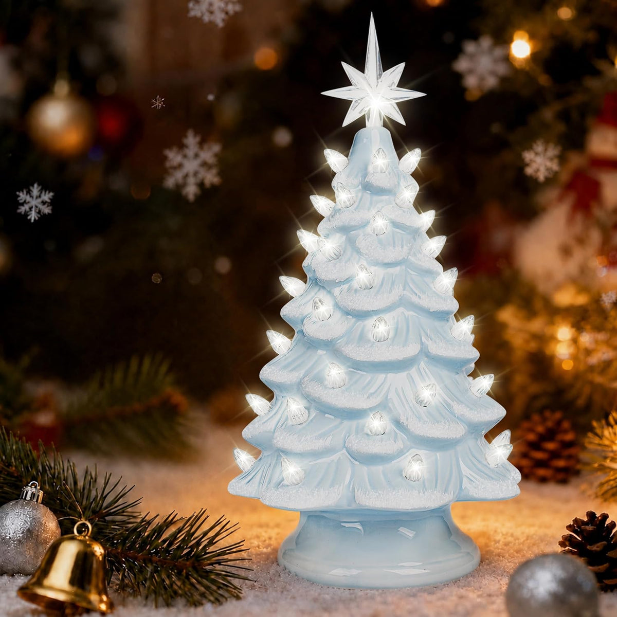 Lighted Ceramic Christmas Tree, 13 Inch