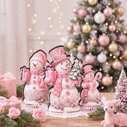 Chinoiserie Wooden Snowmen, Set of 3