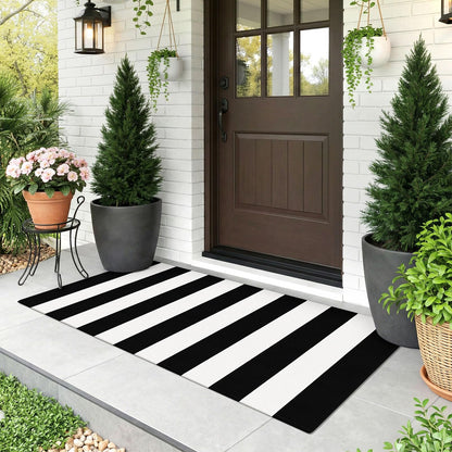 Navy and White Striped Cotton Rug, 28x43