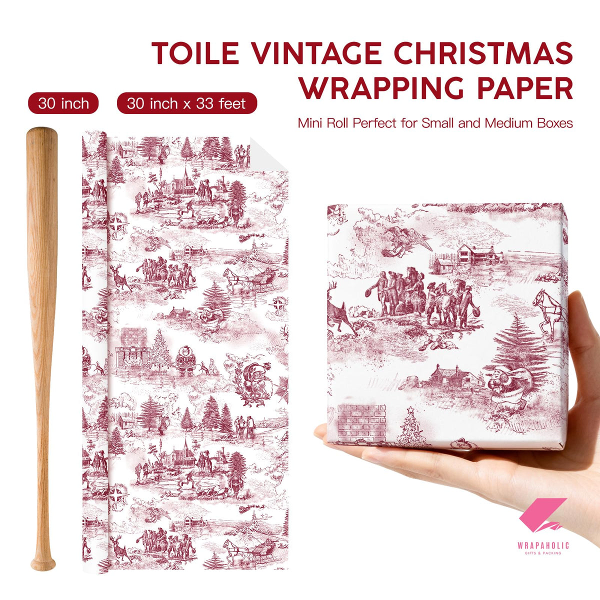 Blue Toile Christmas Wrapping Paper