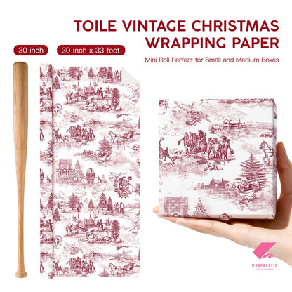 Blue Toile Christmas Wrapping Paper
