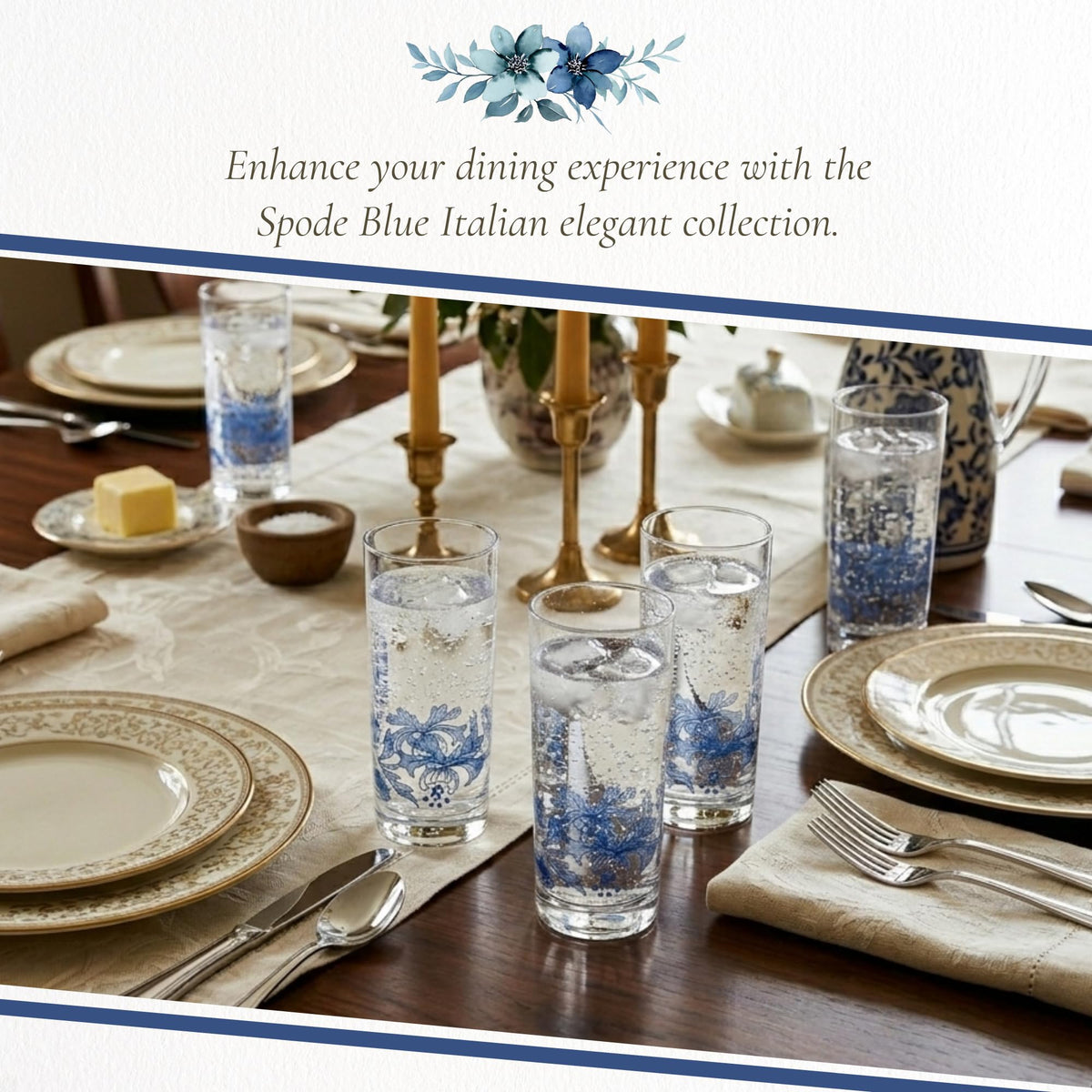 Spode Blue Italian Wine Glasses, Set of 4