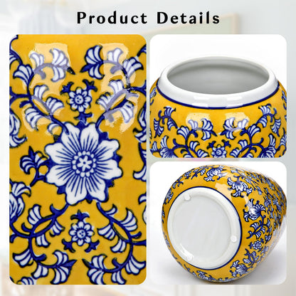 Hollyone Blue and White Chinoiserie Bottle Vase, 7 Inch