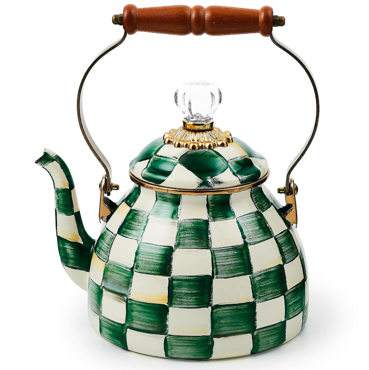 MacKenzie-Childs Enamel Tea Kettle, Royal Check