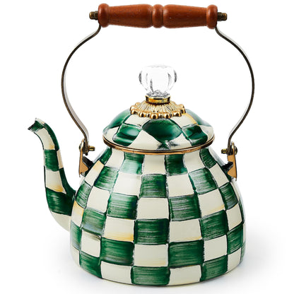 MacKenzie-Childs Enamel Tea Kettle, Royal Check