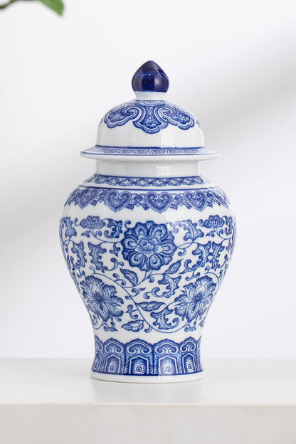 Blue and White Ginger Jar, 9.8 or 15 Inch