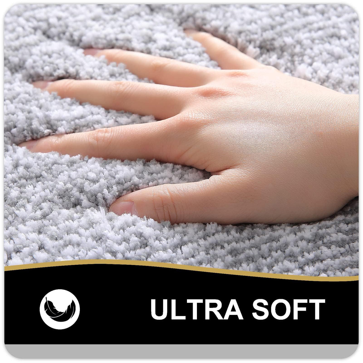 Navy and White Microfiber Bath Rug, 36 x 24