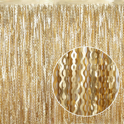 Navy Blue Foil Fringe Curtains, 4 Pack