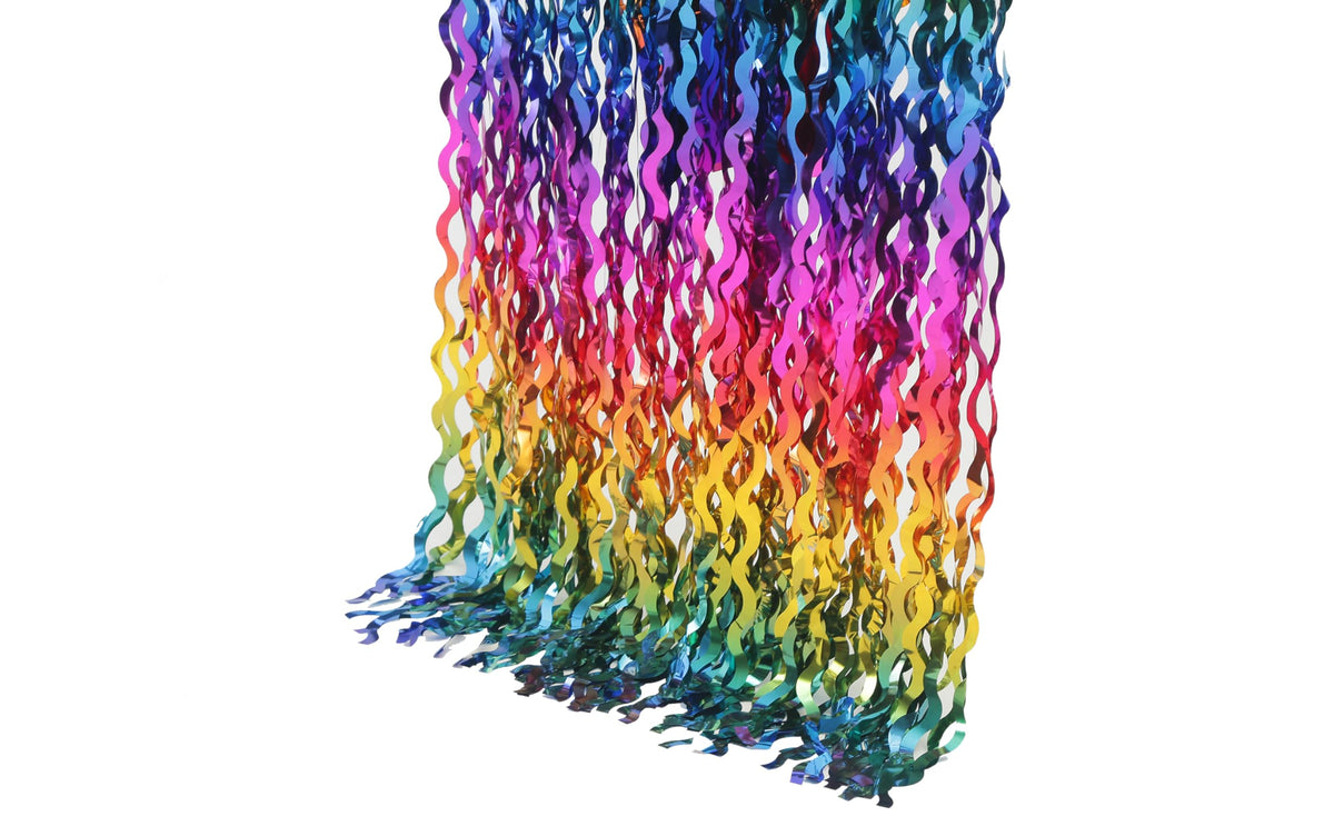 Navy Blue Foil Fringe Curtains, 4 Pack