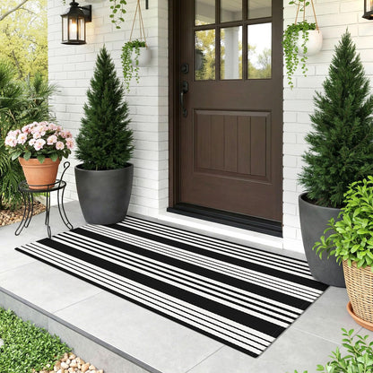 Navy and White Striped Cotton Rug, 28x43