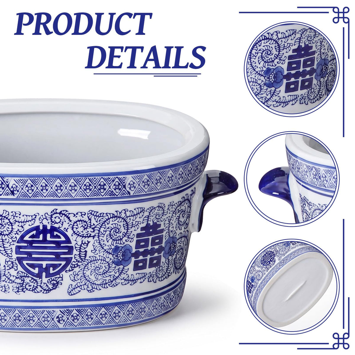Blue and White Chinoiserie Oval Planter