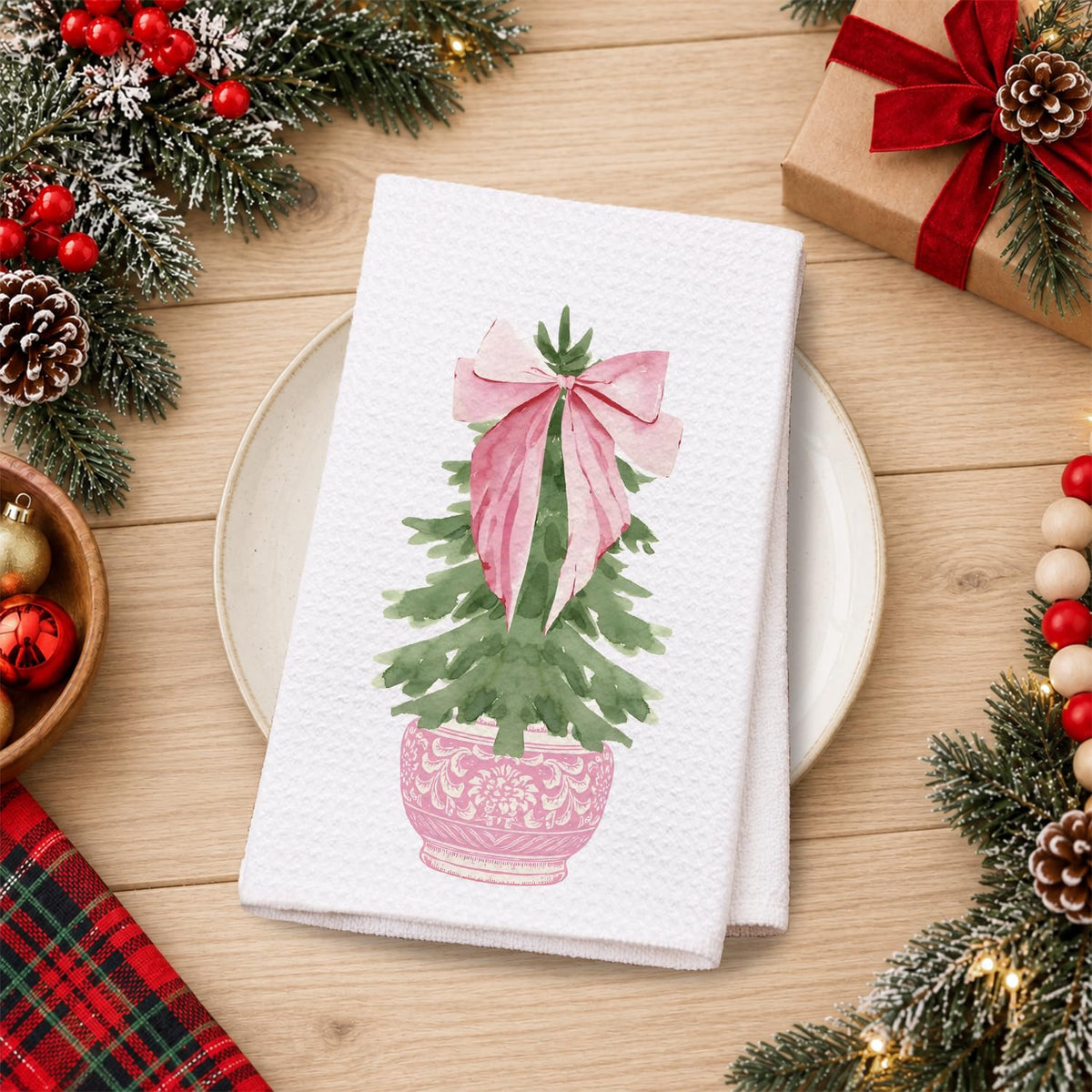 Chinoiserie Christmas Kitchen Hand Towels, 16x24 Inch