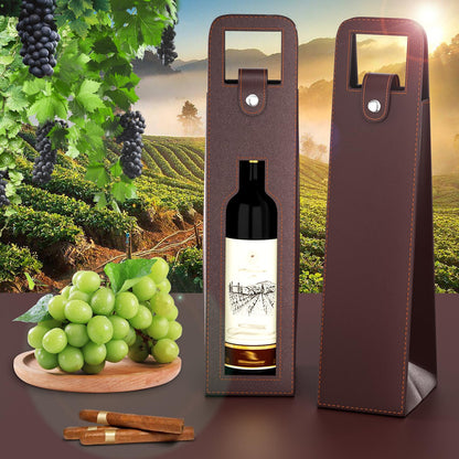 Blue Leather Wine Gift Bag