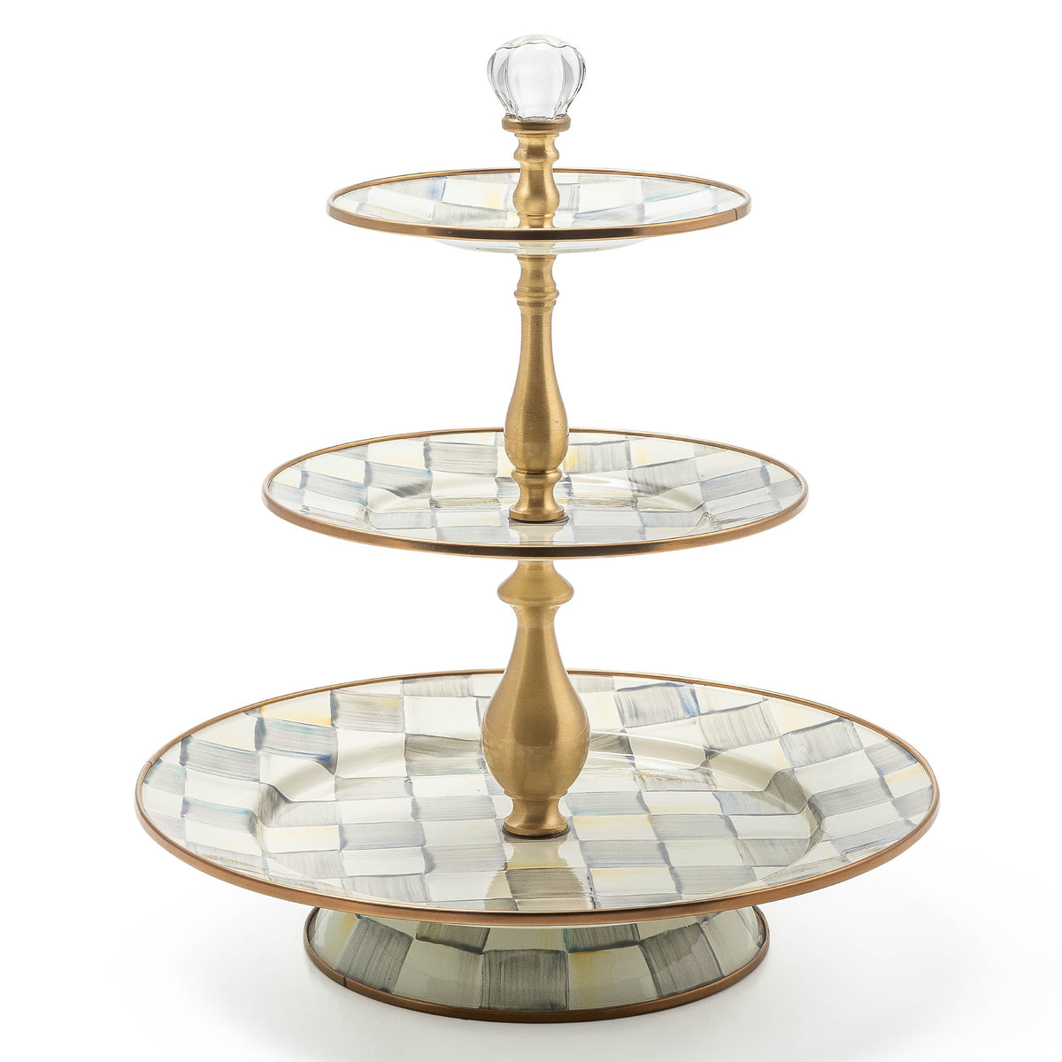 MacKenzie-Childs Two-Tier Sweet Stand, Royal Check