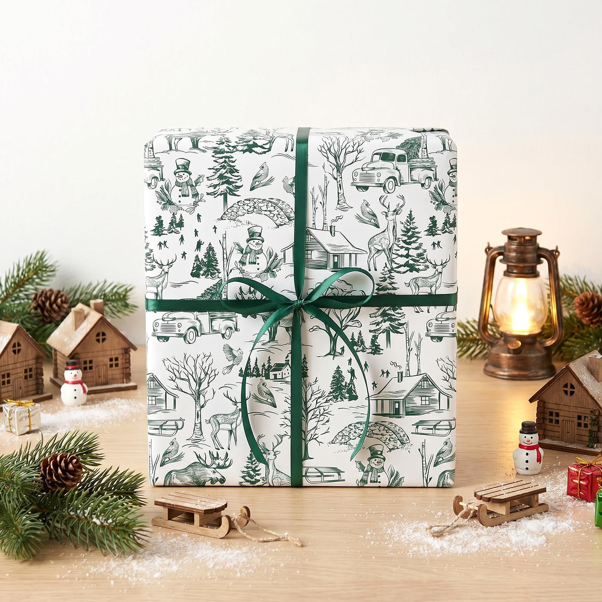 Blue Toile Christmas Wrapping Paper