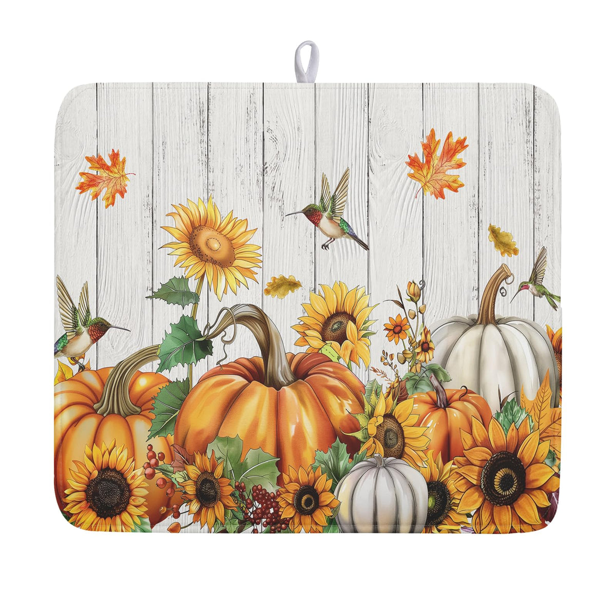 Blue Chinoiserie Floral Dish Drying Mat