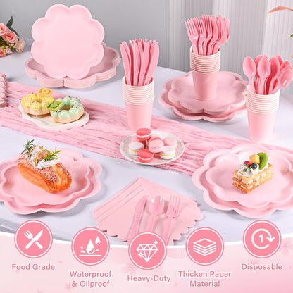 Blue and White Paper Tableware Set, Serves 50