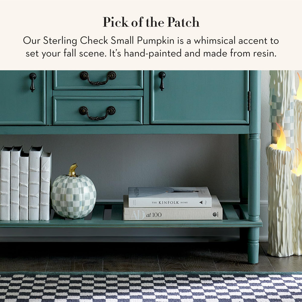 MacKenzie-Childs Resin Pumpkin, Royal Check