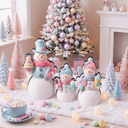 Chinoiserie Wooden Snowmen, Set of 3