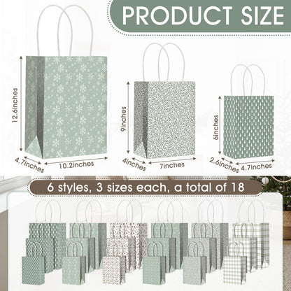 Blue Toile Christmas Kraft Gift Bags, Set of 18