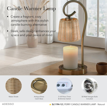 Adesso Blue Floral Candle Warmer Lamp