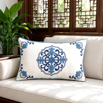 Chinoiserie Floral Chenille Pillow Cover