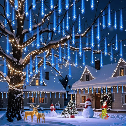 Blue Meteor Shower Christmas Lights, 8 Tubes