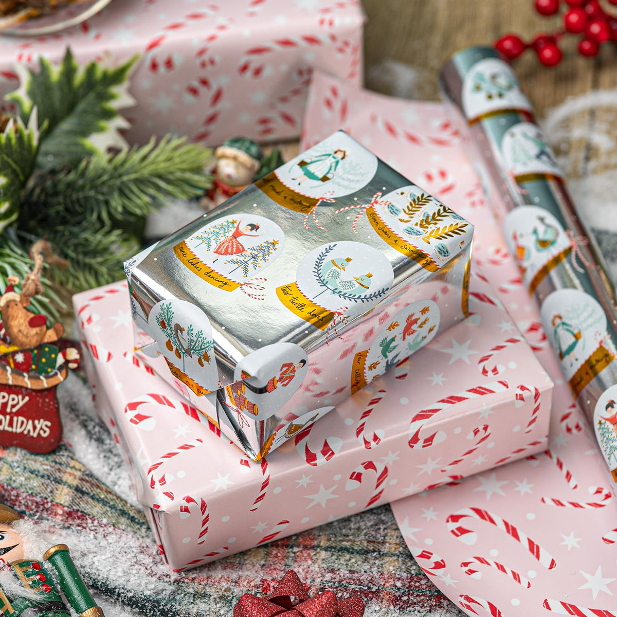 Blue Nutcracker Christmas Wrapping Paper, 32.8 Ft
