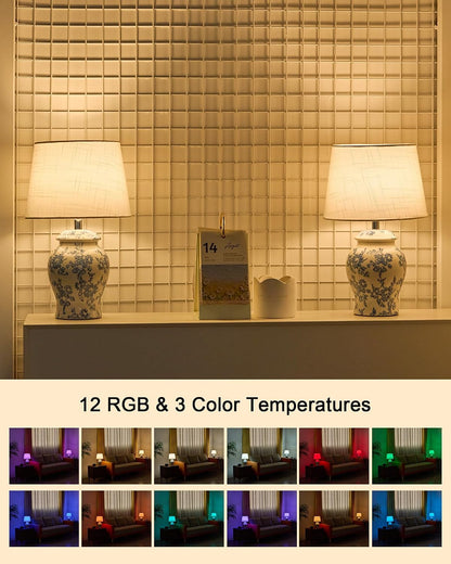 Cordless Ceramic Table Lamp, 13.6 Inch
