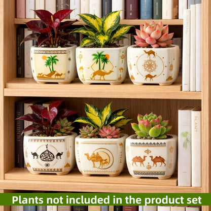 Blue and White Succulent Planters, Set of 6