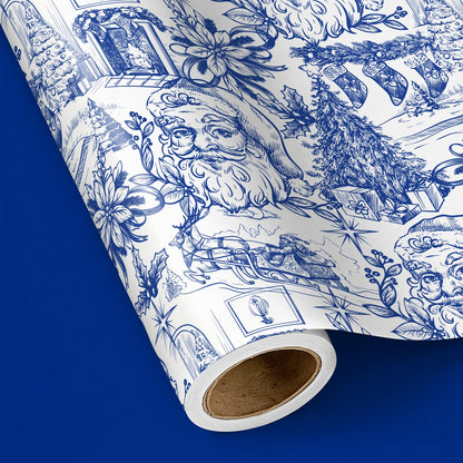 Reversible Toile Christmas Wrapping Paper