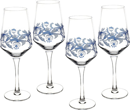 Spode Blue Italian Wine Glasses, Set of 4