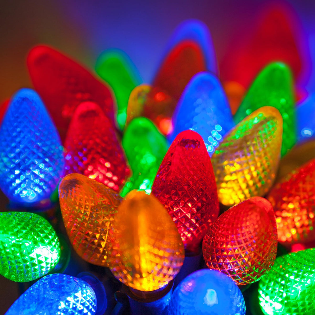 Blue C9 LED Christmas Light Set, 25 Bulbs
