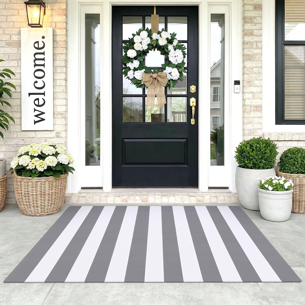Navy and White Striped Cotton Rug, 28x43