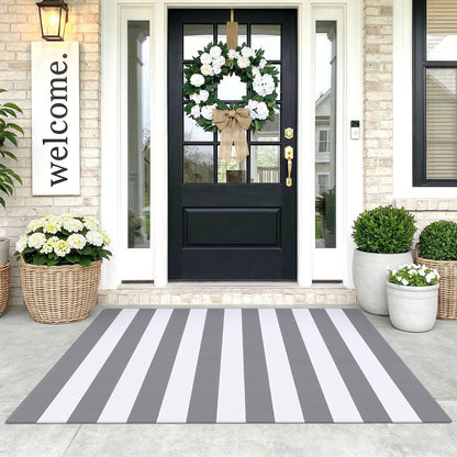 Navy and White Striped Cotton Rug, 28x43