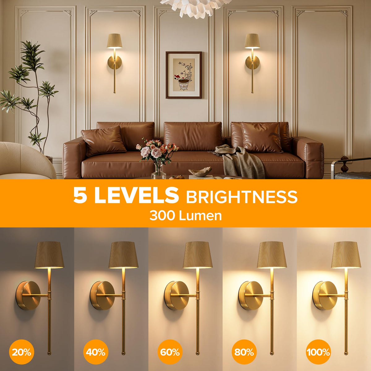 Blue Cordless Rechargeable Wall Sconces, Set of 2