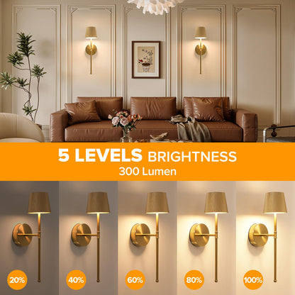 Blue Cordless Rechargeable Wall Sconces, Set of 2